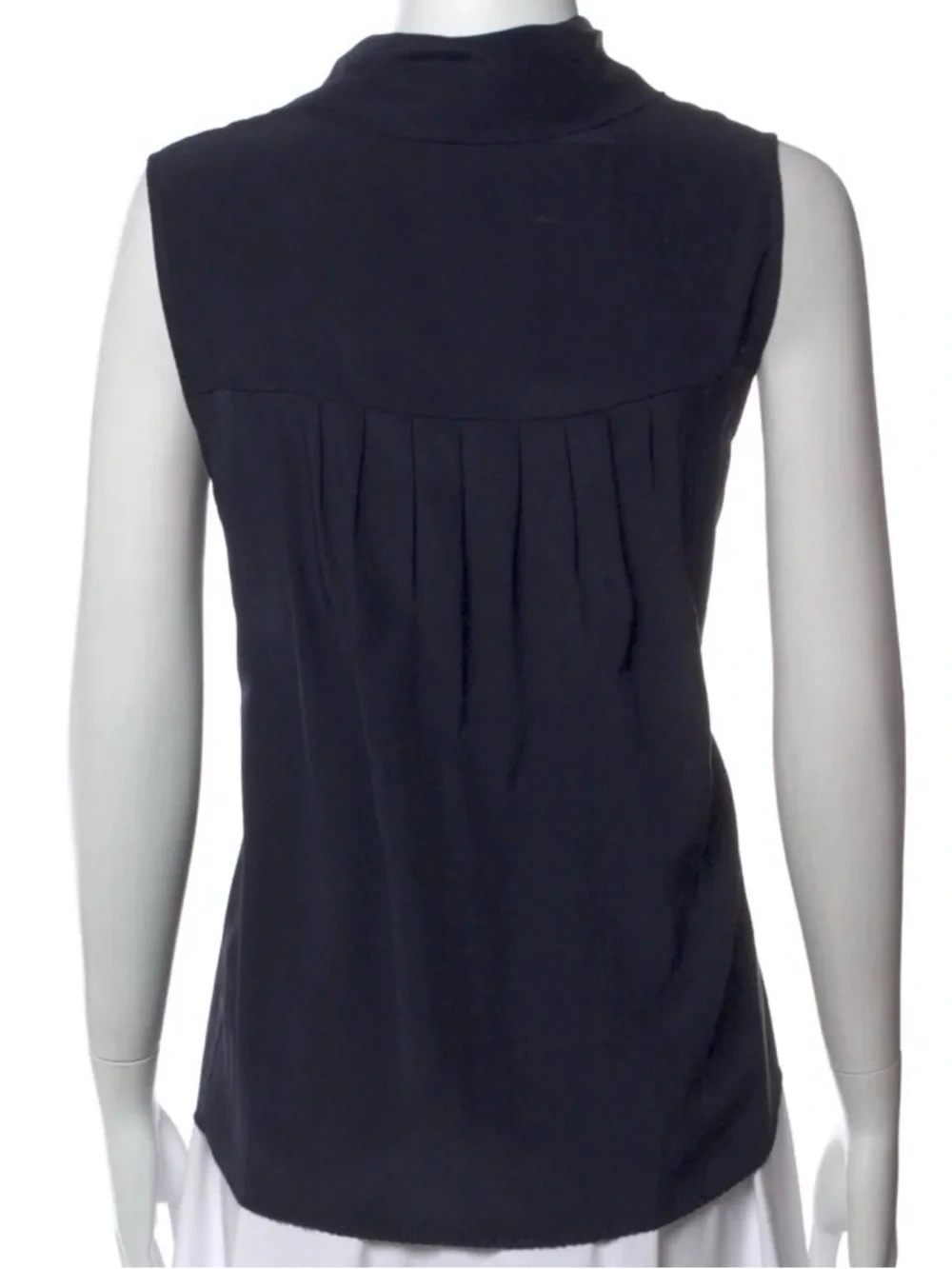 CHANEL Vintage Pre-Fall 2007 Navy Sleeveless Blouse with Bow — Karl Lagerfeld